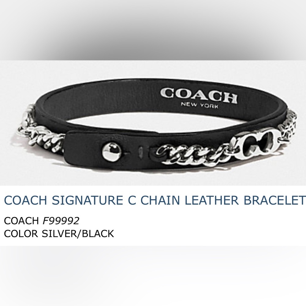 ISO COACH Women’s Black Signature C Chain Leather Bracelet as shown in pics!!!!!